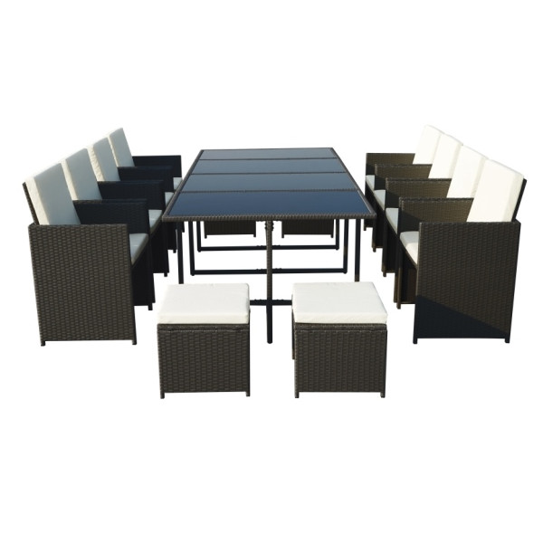 Cannes Rattan 12 Seater Cube Dining Set, 11 Piece Outdoor Dining Set Canada