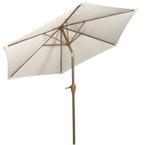 2.5m Ivory Wood-Look Crank and Tilt Parasol