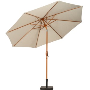 3m Ivory Wood-Look Crank and Tilt Parasol