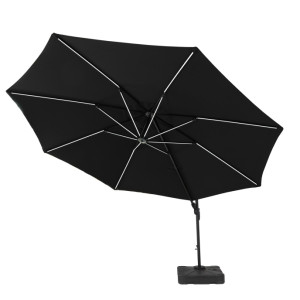 3.5m Deluxe Grey LED Cantilever Parasol With Base