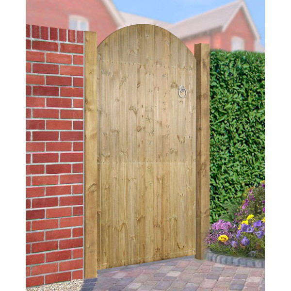 Carlton Arch Top Single Gate, Wooden Garden Arch With Gate Uk