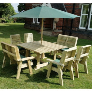 Ergo Table, Chairs And Bench Set - 8 Seater Square