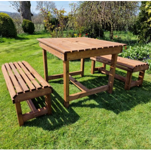 Valley Contemporary Table & Bench Set - 4 Seater