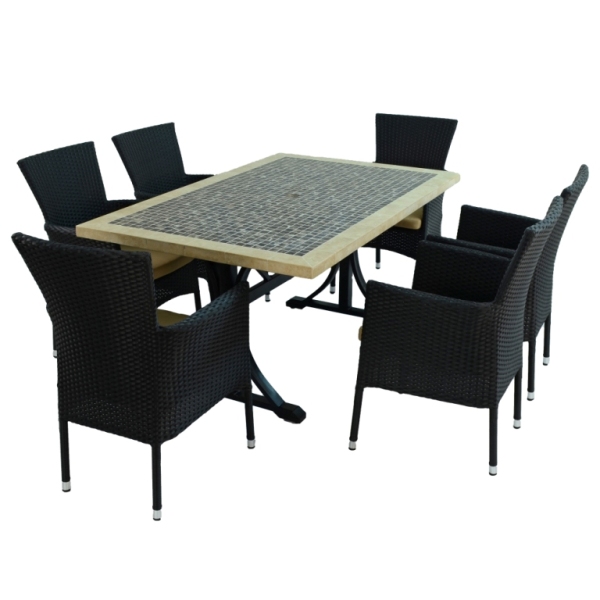 Wilmington Rectangular Patio Table with 6 Stockholm Chairs