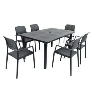 Libeccio Extending Table with 6 Bora Chairs