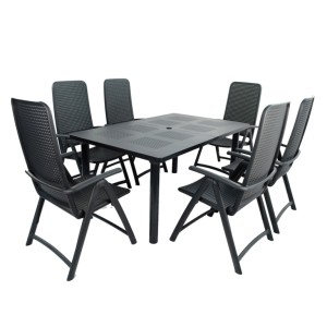 Libeccio Extending Table with 6 Darsena Multi-Position Reclining Chairs