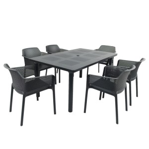 Libeccio Extending Table with 6 Net Chairs