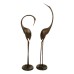 Contemporary 90cm & 76cm Verdigris Aluminium Crane Statues (Pair)