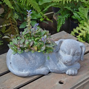 Blue Iron Effect Dog Planter