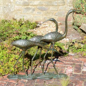 Egrets 58cm Verdigris Aluminium Statue