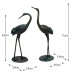 Crane 71cm & 63cm Verdigris Aluminium Statues (Pair)