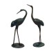 Crane 71cm & 63cm Verdigris Aluminium Statues (Pair)