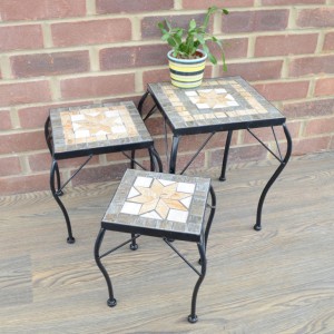 Brava Mosaic Square Plant Stands (Set of 3)