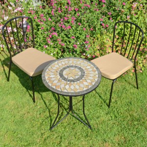 Brava 60cm Mosaic Bistro Table with Milan Chairs