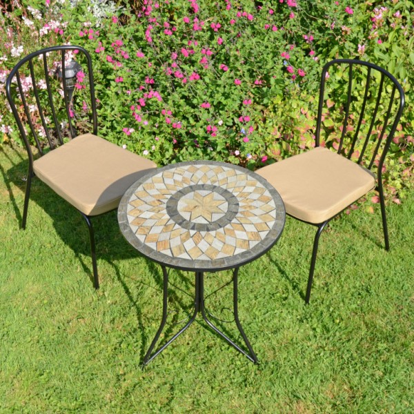Brava 60cm Mosaic Bistro Table with Milan Chairs