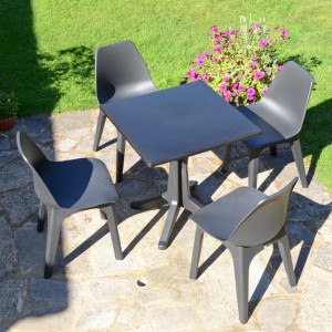 Ponente All-Weather 70cm Plastic Square Table with Eolo Chairs