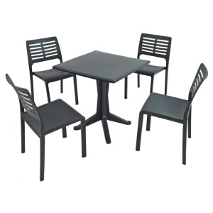 Ponente All-Weather 70cm Plastic Square Table with Mistral Chairs