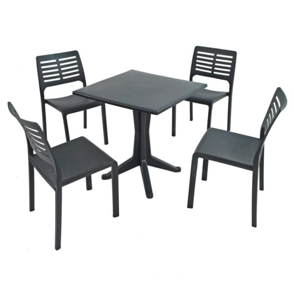 Ponente All-Weather 70cm Plastic Square Table with Mistral Chairs
