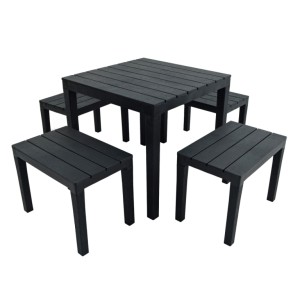 Roma 78cm Square Table with 4 Bench Seats