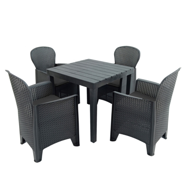 Roma 78cm Square Table with 4 Sicily Chairs