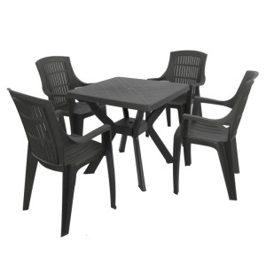 Turin All-Weather 79cm Square Plastic Table with Parma Chairs