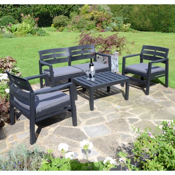 Venice All-Weather Plastic Coffee Table & Sofa Set