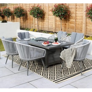 Aspen Fire Pit Patio Set - 6 Seater