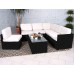 Berlin Rattan 6 Seater Corner Sofa Set - Black