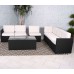 Berlin Rattan 6 Seater Corner Sofa Set - Black