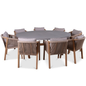 Luna Ellipse Table With 8 Roma Dining Chairs (Oval 200cm)
