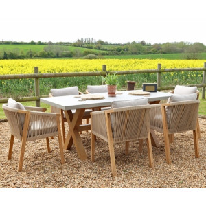 Luna Table With 6 Roma Dining Chairs (Rectangular 180cm)