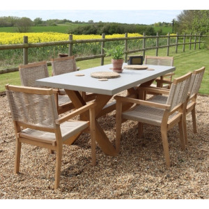 Luna Table With 6 Roma Stacking Chairs (Rectangular 180cm)