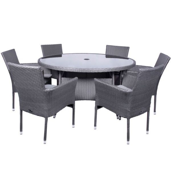 Malaga Rattan Dining Set - 6 Seater Round