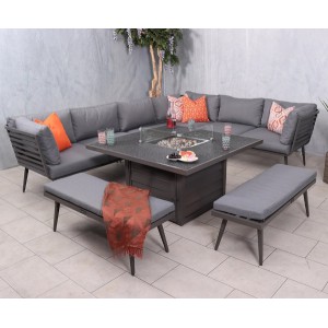 Mayfair Modular Corner Set With Square Fire Pit Table