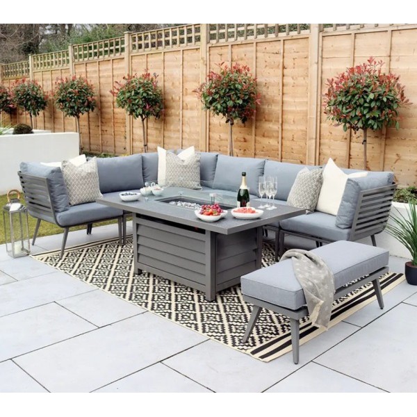 Mayfair Modular Corner Set With Rectangular Fire Pit Table