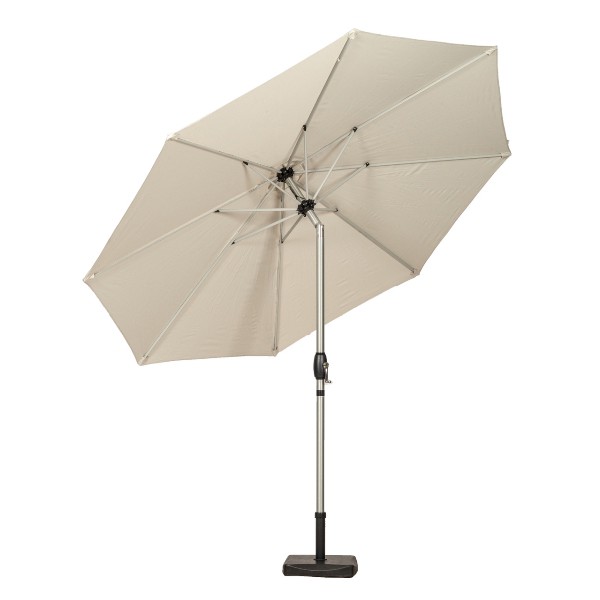 3m Brushed Aluminium Crank & Tilt Parasol - Ivory
