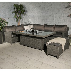 Paris Modular Corner Set With Rectangular Fire Pit Table