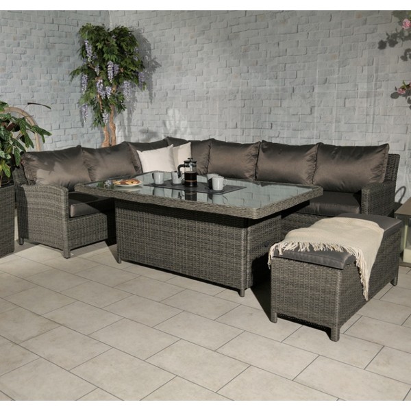 Paris Modular Corner Set With Rectangular Fire Pit Table