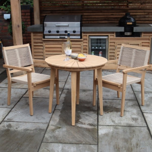 Roma Bistro Set with Stacking Rope Chairs 80cm