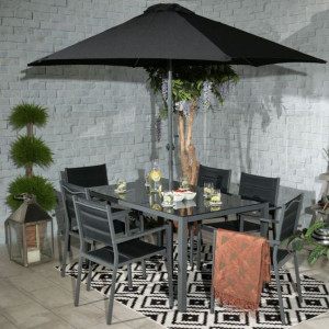 Sorrento Dining Set With Parasol - 6 Seater