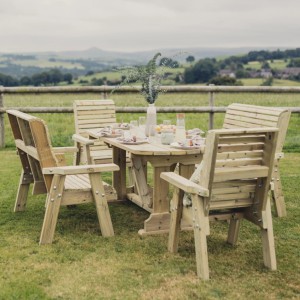Ergo Table, Chairs And Bench Set - 6 Seater
