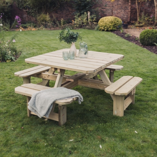 Westwood Pressure Treated 8 Seater Square Picnic Table