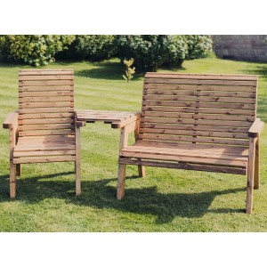 Valley Trio Love Seat With Angled Table