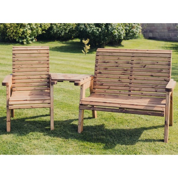 Valley Trio Love Seat With Angled Table