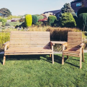 Valley Love Seat Bench & Chair Set With Angled Table - 4 Seater