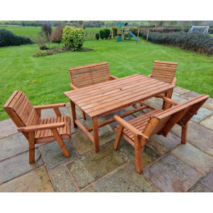 Valley Table, Chairs And Bench Set - 6 Seater