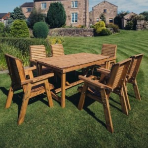 Valley Rectangular Wooden Table And Chairs Set - 6 Seater
