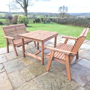 Valley Square Table And Bench Set - 4 Seater