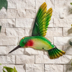 Hummingbird Glass Wall Art - Green