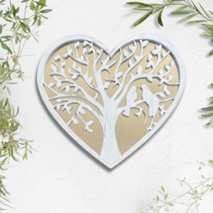 Heart Love Birds Silhouette Mirror - Grey